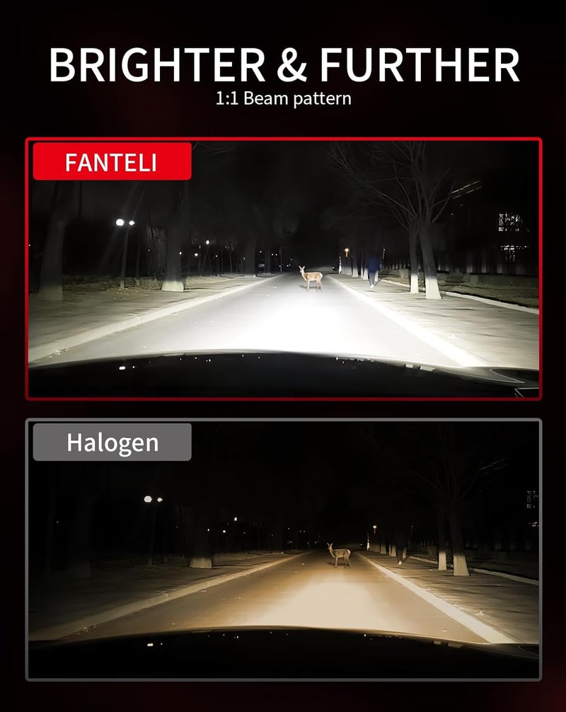 FANTELI 𝟗𝟎𝟎𝟔/𝐇𝐁𝟒 Bulbs 800% Brighter 34000LM 6500K Cool White, Backup 1:1 Design with Cooling Fan, Plug and Play Quick Install Off Road Lights, Pack of 2 - Image 3